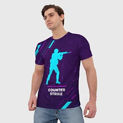 Футболка мужская Символ Counter Strike в неоновых цветах на темном, цвет: 3D-принт — фото 2