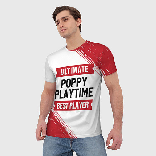Мужская футболка Poppy Playtime: красные таблички Best Player и Ult / 3D-принт – фото 3