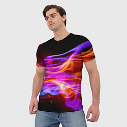 Футболка мужская Abstract colorful waves, цвет: 3D-принт — фото 2