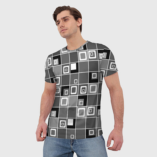 Мужская футболка Geometric shapes черно-белый / 3D-принт – фото 3