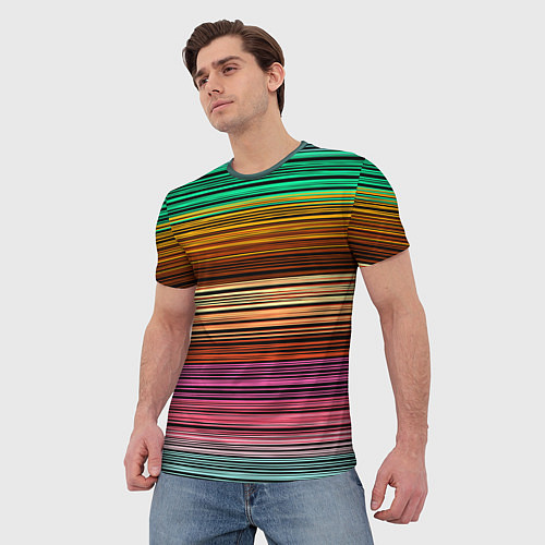 Мужская футболка Multicolored thin stripes Разноцветные полосы / 3D-принт – фото 3