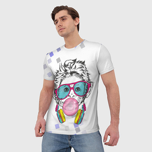 Мужская футболка Обезьяна лопает жвачку / 3D-принт – фото 3