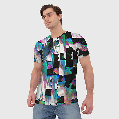 Мужская футболка Glitch Abstract squares Глитч Абстрактные квадраты / 3D-принт – фото 3