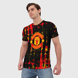Футболка мужская Manchester united краска, цвет: 3D-принт — фото 2