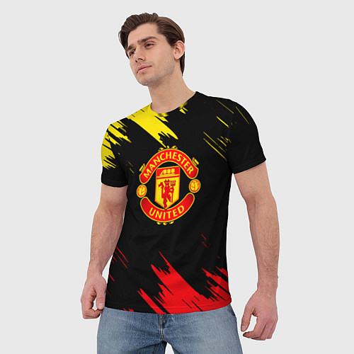 Мужская футболка Manchester united Texture / 3D-принт – фото 3