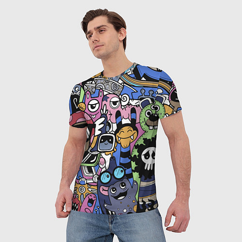 Мужская футболка Милые и веселые монстры / 3D-принт – фото 3