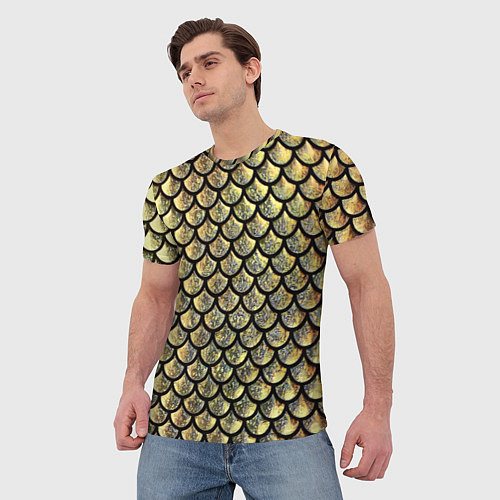 Мужская футболка Чешуя золотая / 3D-принт – фото 3