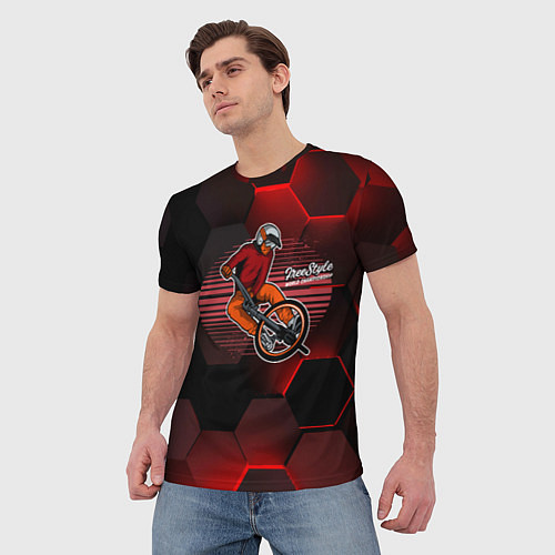 Мужская футболка Велосипедист - экстрим / 3D-принт – фото 3