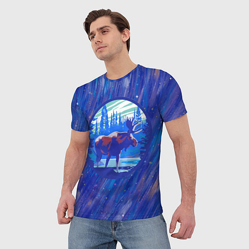 Мужская футболка Лось в лесу Blue / 3D-принт – фото 3