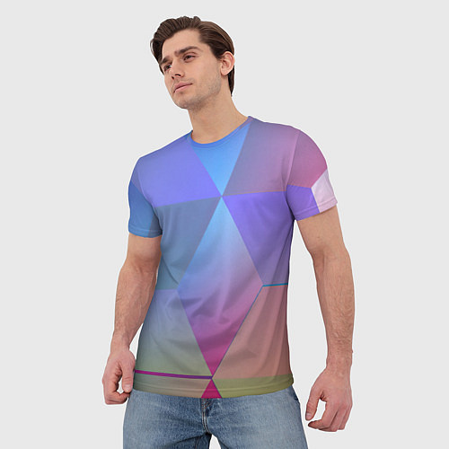 Мужская футболка Крупные квадраты / 3D-принт – фото 3