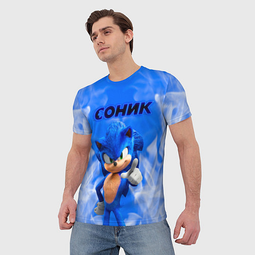 Мужская футболка Sonic пламя / 3D-принт – фото 3