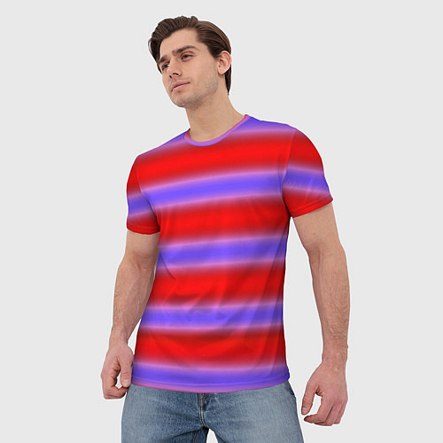 Мужская футболка Striped pattern мягкие размытые полосы красные фио / 3D-принт – фото 3