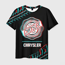 Футболка мужская Значок Chrysler в стиле Glitch на темном фоне, цвет: 3D-принт