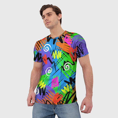 Мужская футболка Яркий геометрический принт / 3D-принт – фото 3