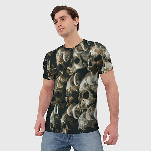 Мужская футболка Множество черепов во тьме - Жёлтый / 3D-принт – фото 3