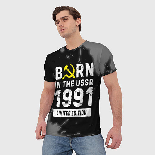 Мужская футболка Born In The USSR 1991 year Limited Edition / 3D-принт – фото 3