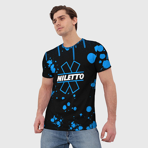 Мужская футболка Нилето niletto потёки и капли краски / 3D-принт – фото 3