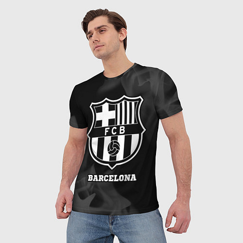 Мужская футболка Barcelona Sport на темном фоне / 3D-принт – фото 3