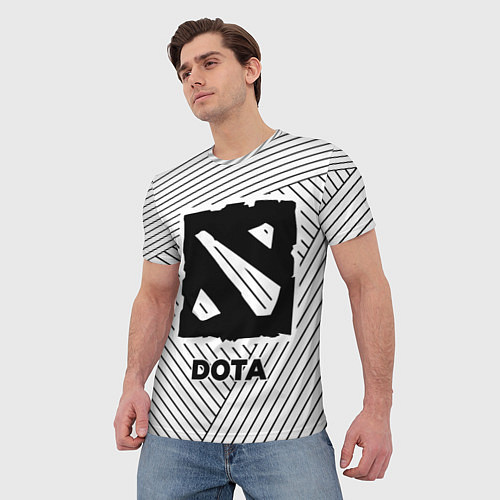 Мужская футболка Символ Dota на светлом фоне с полосами / 3D-принт – фото 3