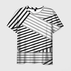 Футболка мужская Полосатый узор в черно-белых цветах, цвет: 3D-принт