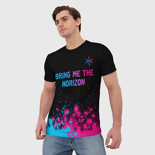 Мужская футболка Bring Me the Horizon Neon Gradient / 3D-принт – фото 3