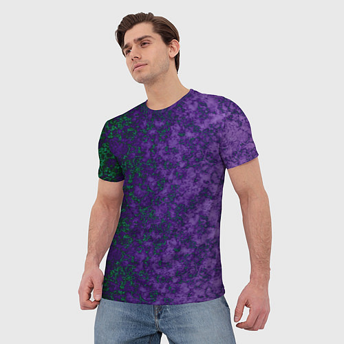 Мужская футболка Marble texture purple green color / 3D-принт – фото 3