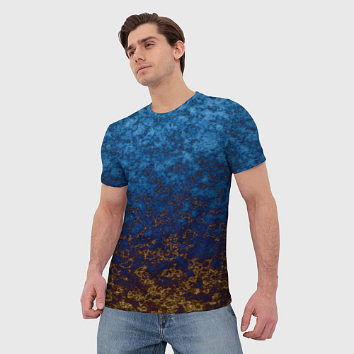 Мужская футболка Marble texture blue brown color / 3D-принт – фото 3