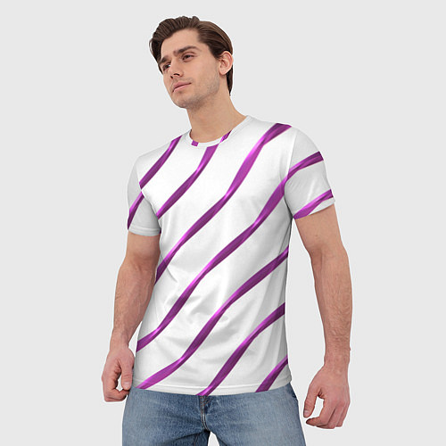Мужская футболка Блестящая сиреневая диагональ / 3D-принт – фото 3
