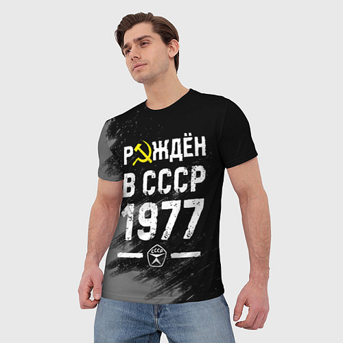 Мужская футболка Рождён в СССР в 1977 году на темном фоне / 3D-принт – фото 3