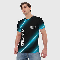 Футболка мужская Geely Неоновые Лампы, цвет: 3D-принт — фото 2