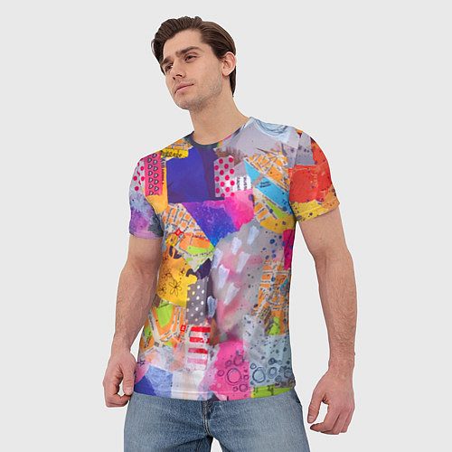 Мужская футболка Patchwork quilt Fashion trend / 3D-принт – фото 3
