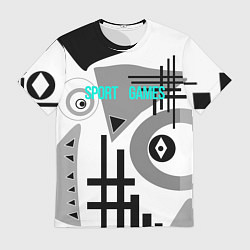 Футболка мужская SPORT GAMES черно-белый абстрактный узор, цвет: 3D-принт