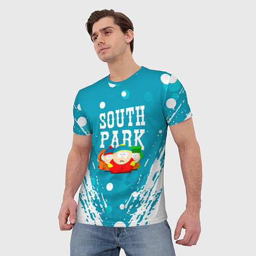 Мужская футболка Южный Парк - на голубом фоне / 3D-принт – фото 3