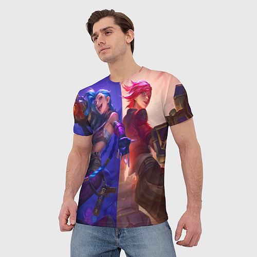 Мужская футболка Ви и Джинкс из Лиги легенд спина к спине / 3D-принт – фото 3