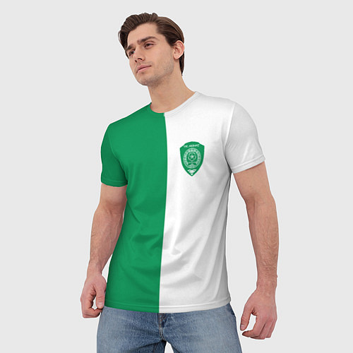 Мужская футболка ФК Ахмат бело-зеленая форма / 3D-принт – фото 3