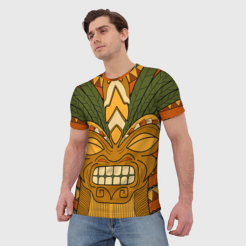 Мужская футболка Polynesian tiki ANGRY / 3D-принт – фото 3