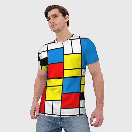Мужская футболка Texture of squares rectangles / 3D-принт – фото 3