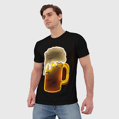 Мужская футболка Неоновое пиво - Жёлтый / 3D-принт – фото 3