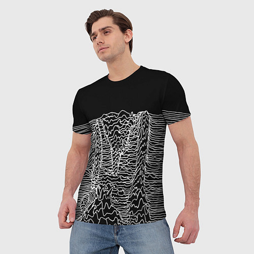Мужская футболка Чёрно-белый объёмный растр / 3D-принт – фото 3
