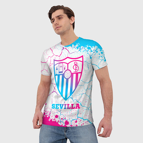 Мужская футболка Sevilla FC Neon Gradient / 3D-принт – фото 3