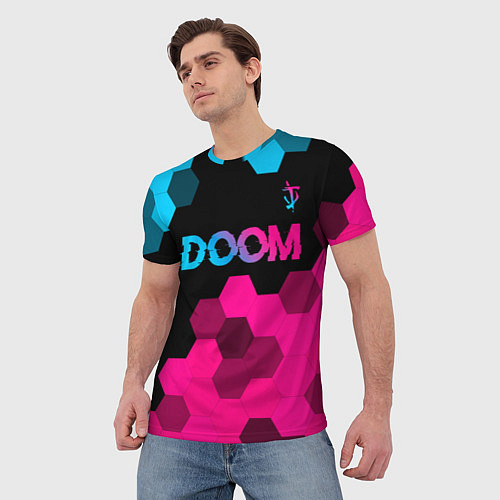Мужская футболка Doom Neon Gradient / 3D-принт – фото 3