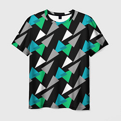Футболка мужская Разноцветные треугольники на черном фоне, цвет: 3D-принт
