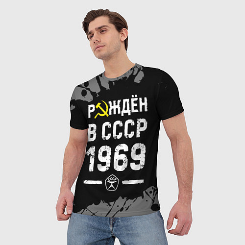 Мужская футболка Рождён в СССР в 1969 году на темном фоне / 3D-принт – фото 3