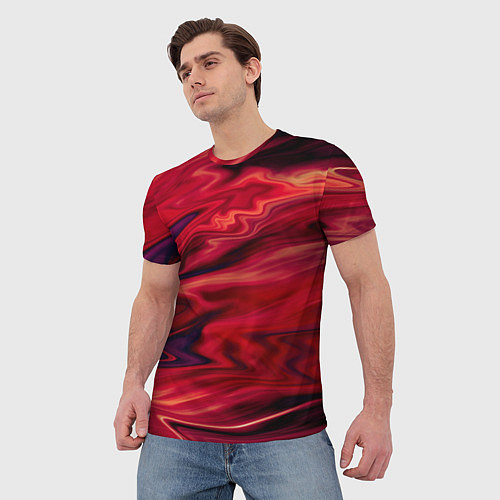 Мужская футболка Красный абстрактный модный узор / 3D-принт – фото 3