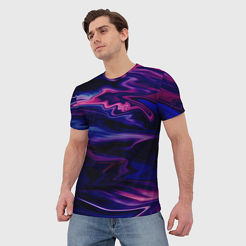 Мужская футболка Фиолетово-розовый абстрактный узор / 3D-принт – фото 3
