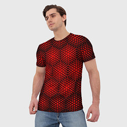 Футболка мужская Красные неоновые соты, цвет: 3D-принт — фото 2
