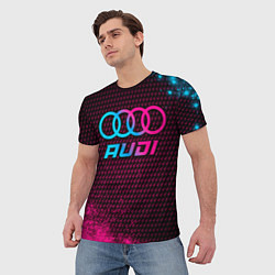 Футболка мужская Audi - neon gradient, цвет: 3D-принт — фото 2