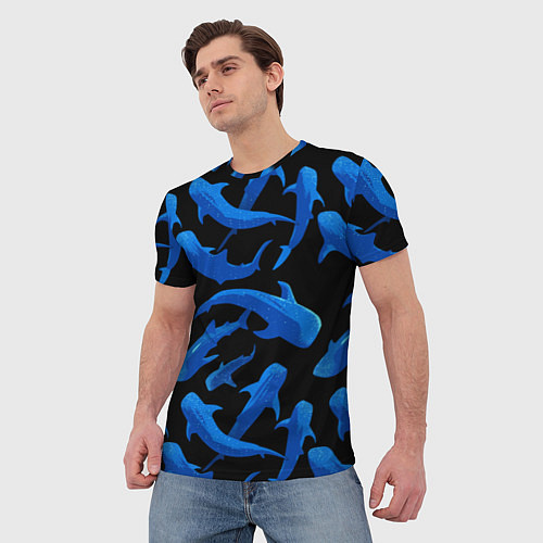 Мужская футболка Стая акул - паттерн / 3D-принт – фото 3