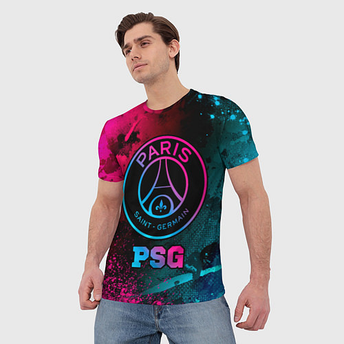 Мужская футболка PSG - neon gradient / 3D-принт – фото 3