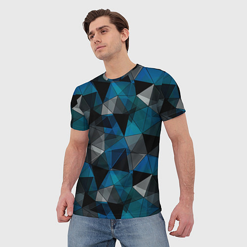 Мужская футболка Сине-черный геометрический / 3D-принт – фото 3